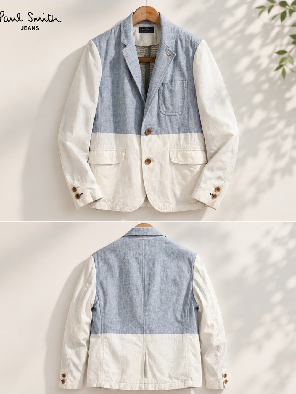 Paul Smith Two-Tone Light Blue & Cream Casual linen Blazer